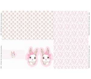 Jersey - Panel Hase Kaninchen weiß rosa